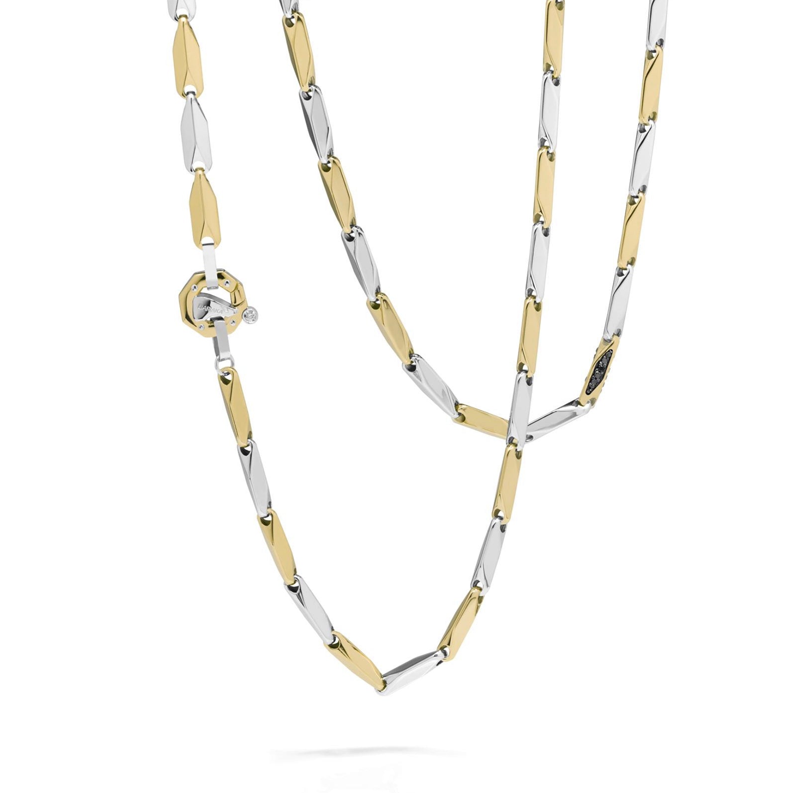 Baraka Nexus Chain GC292221GBDN-19, a men's chain in white and yellow gold set with diamonds