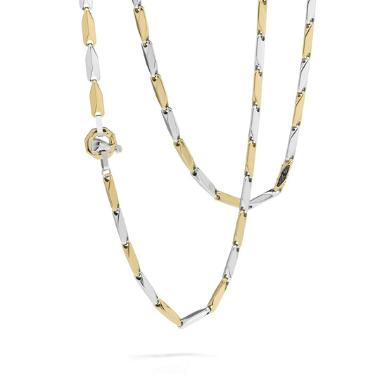 Baraka Nexus Chain GC292221GBDN-19, a men's chain in white and yellow gold set with diamonds