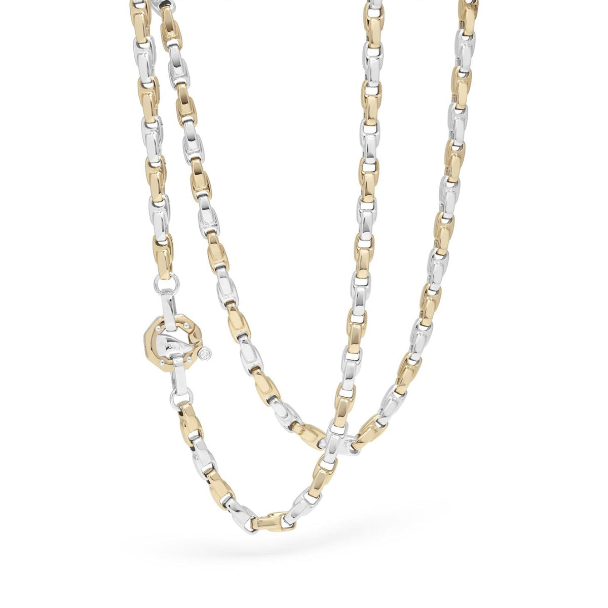 Baraka Nexus Chain GC314001BGLU-02, a men's chain in white and yellow gold set with diamonds