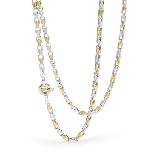 Baraka Nexus Chain GC314011BGLU-02, a men's chain in white and yellow gold set with diamonds