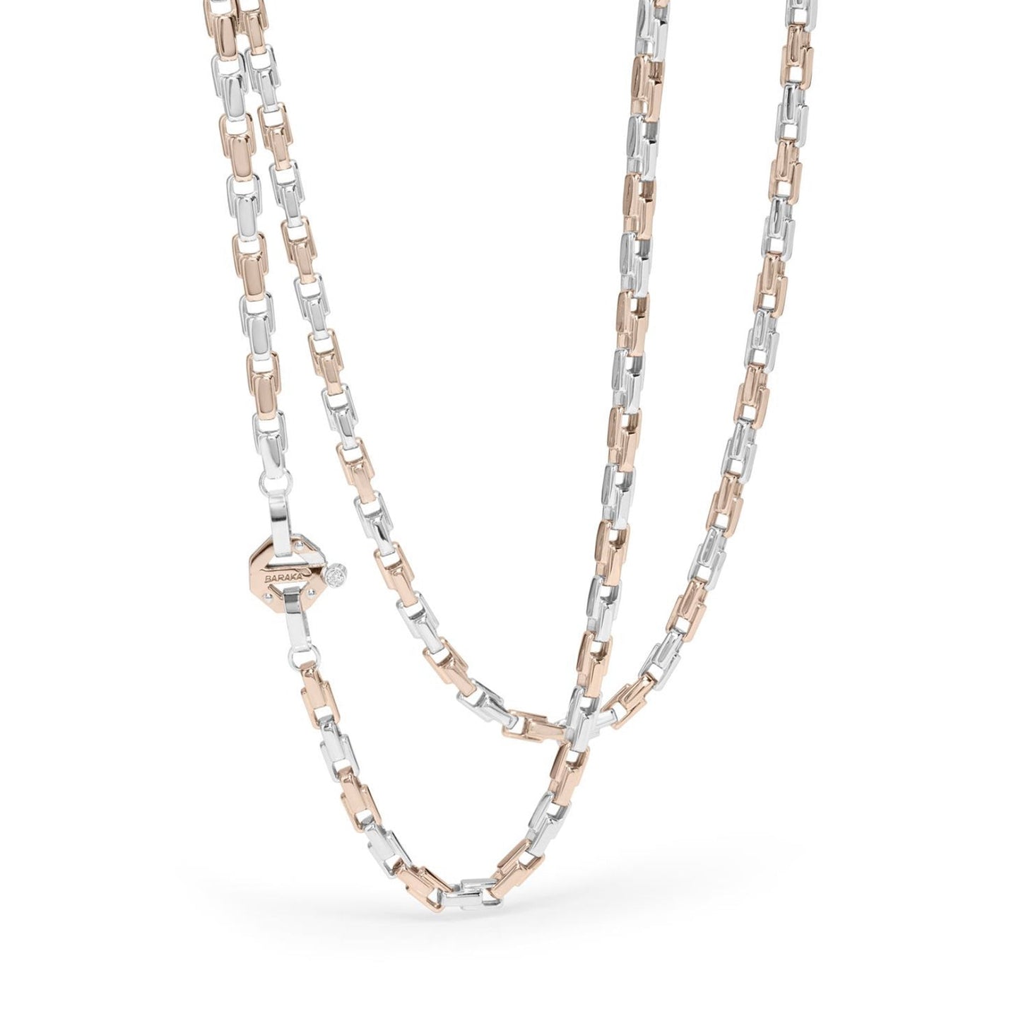 Baraka Nexus Chain GC314011BRLU-02, a men's chain in rose and white gold set with diamonds