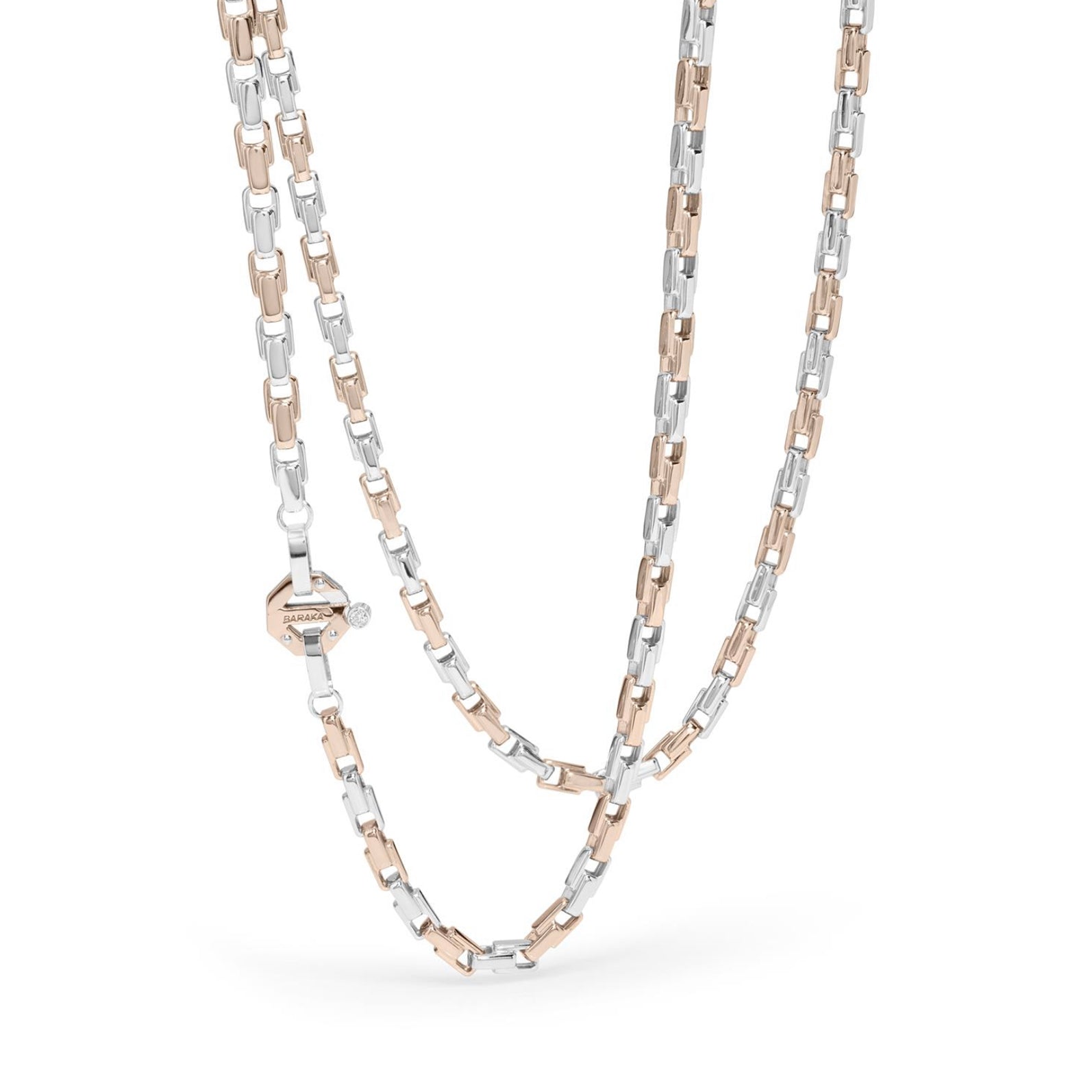 Baraka Nexus Chain GC314011BRLU-02, a men's chain in rose and white gold set with diamonds