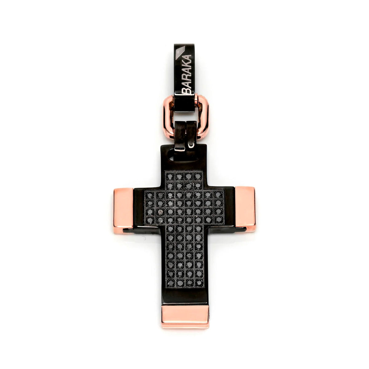 Baraka Prive Cross CR214451ROBB-62, a men's cross in rose gold and stainless steel set with diamonds