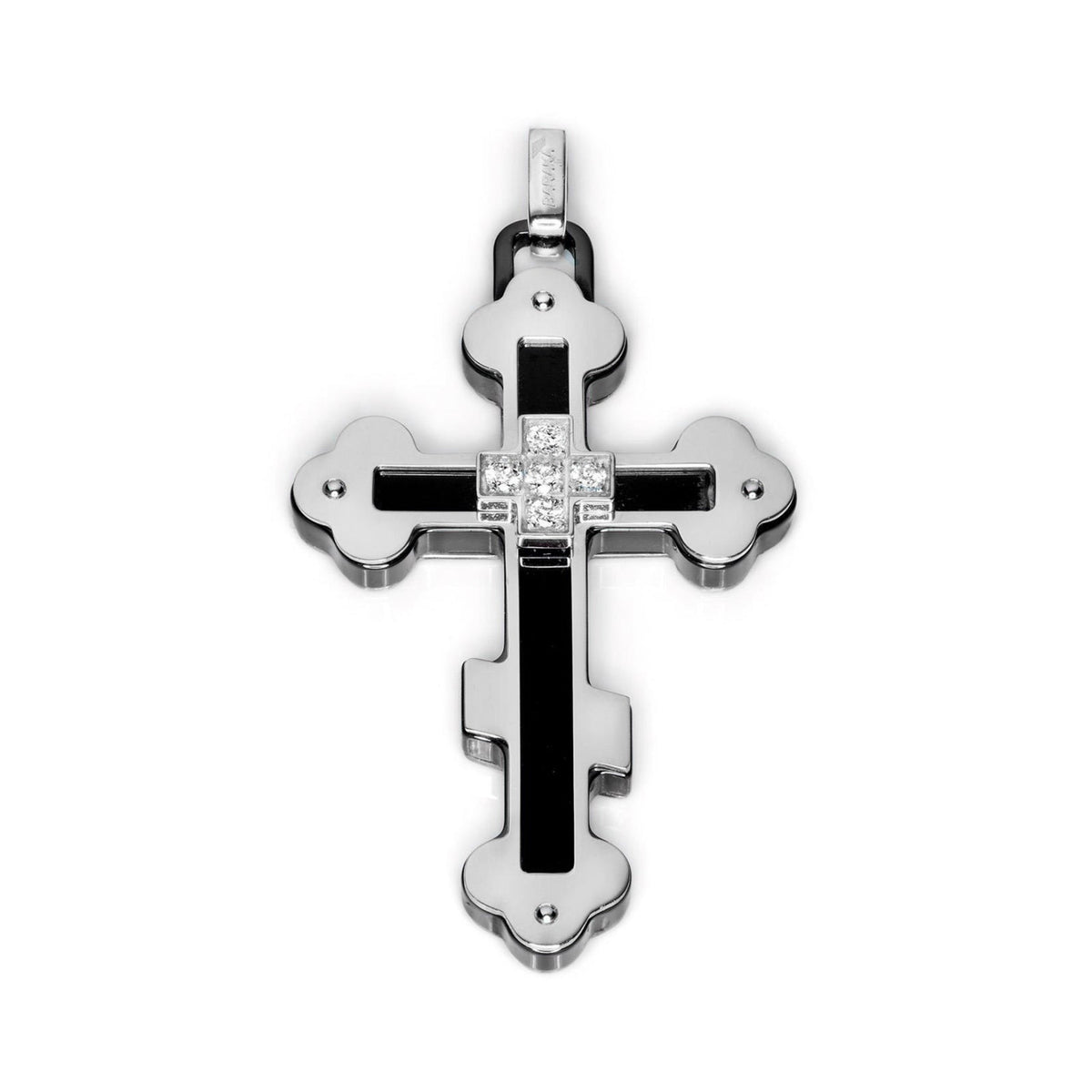 Baraka Prive Cross CR221531BODB-20, a men's cross in white gold and black ceramic set with diamonds