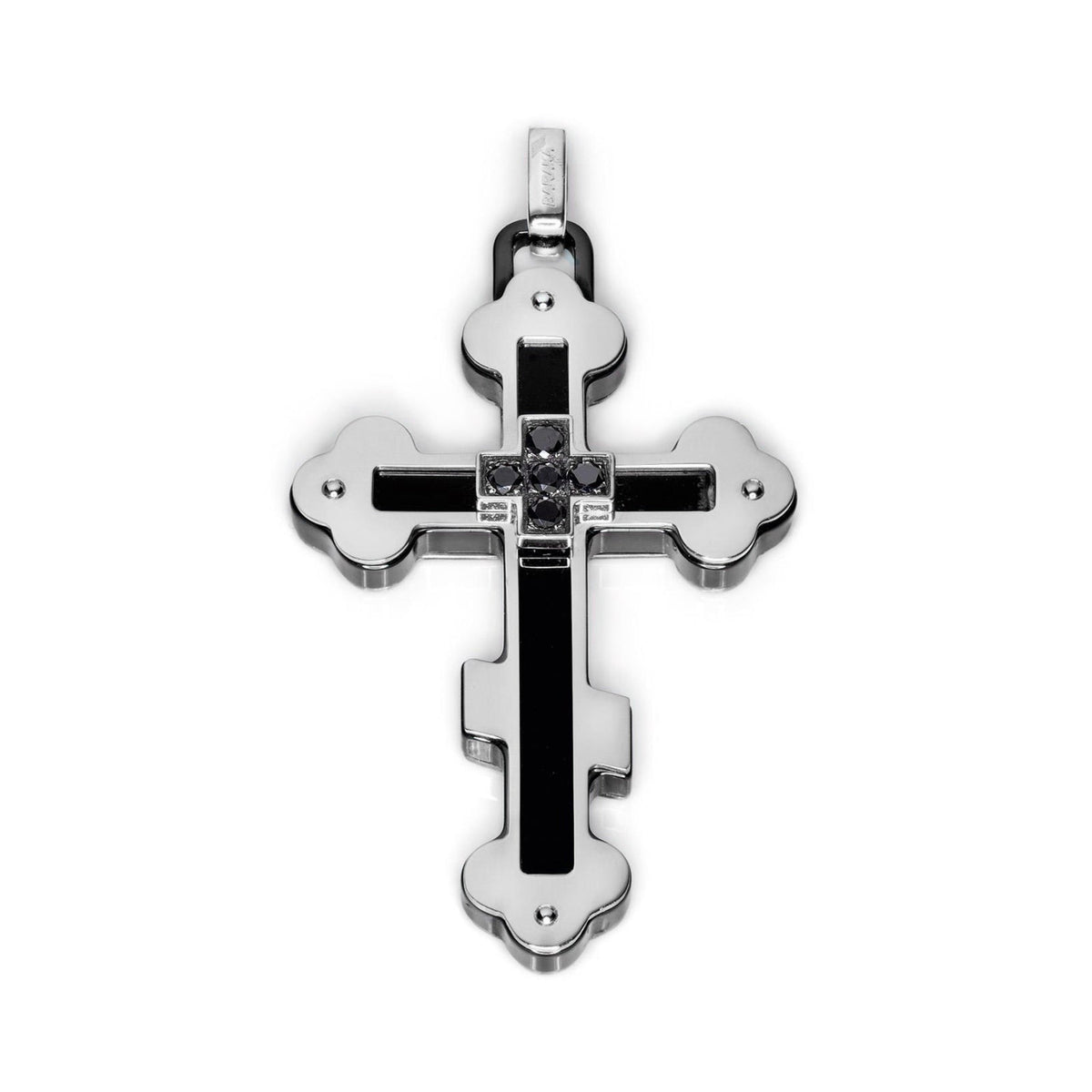 Baraka Prive Cross CR221531BODN-20, a men's cross in white gold and black ceramic set with diamonds