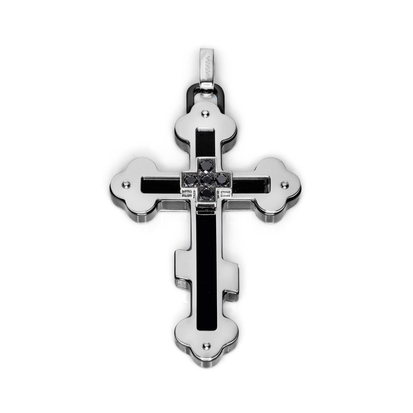 Baraka Prive Cross CR221531BODN-20, a men's cross in white gold and black ceramic set with diamonds