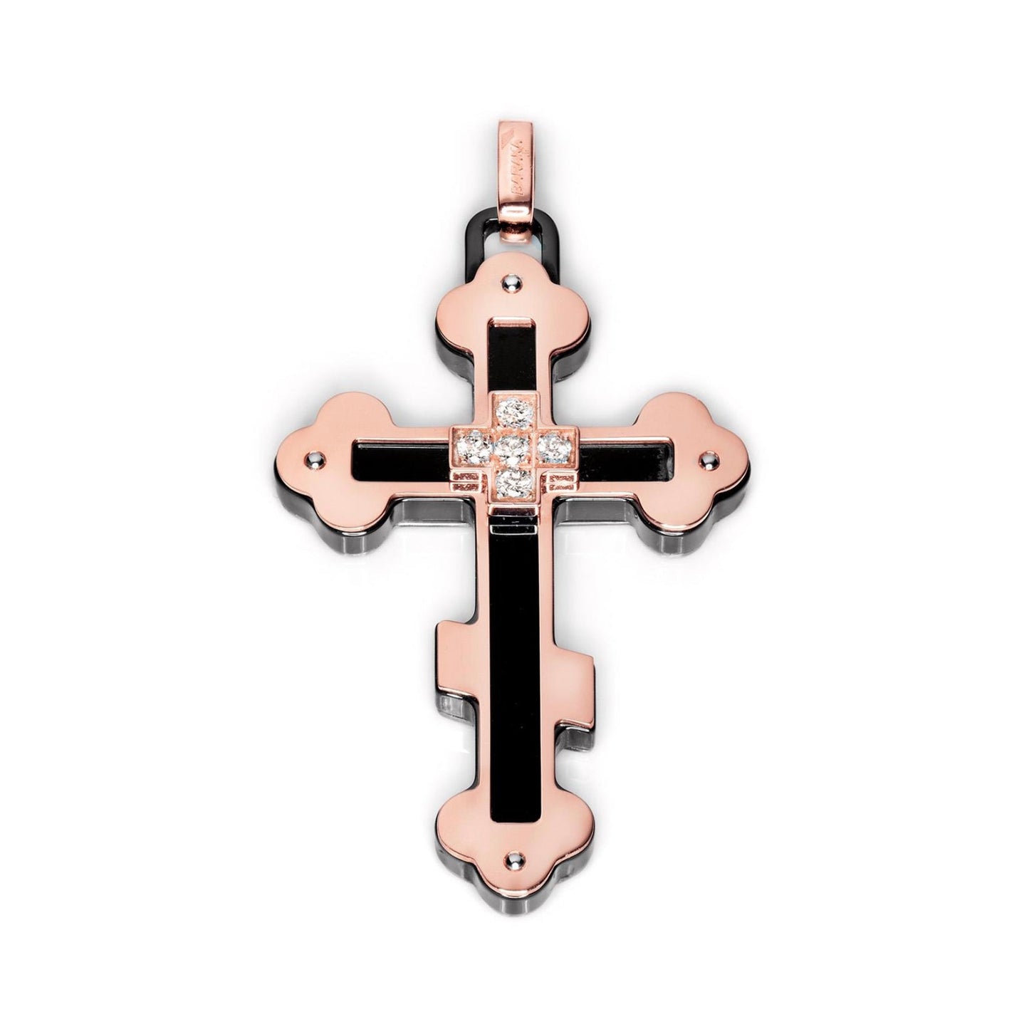 Baraka Prive Cross CR221531RODB-20, a men's cross in rose gold and black ceramic set with diamonds