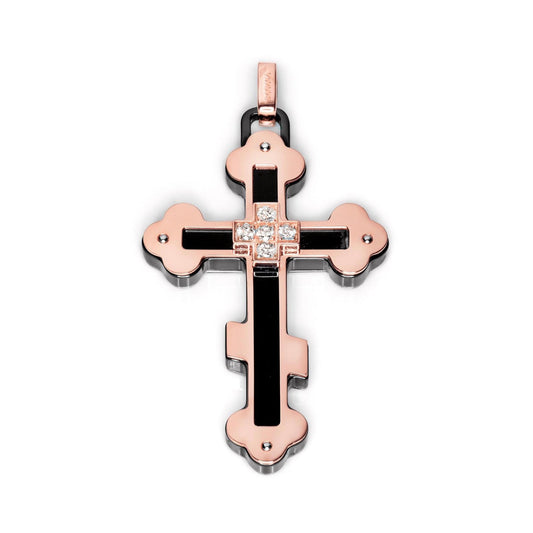 Baraka Prive Cross CR221531RODB-20, a men's cross in rose gold and black ceramic set with diamonds