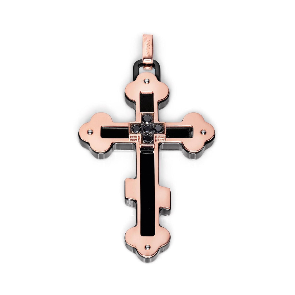 Baraka Prive Cross CR221531RODN-20, a men's cross in rose gold and black ceramic set with diamonds