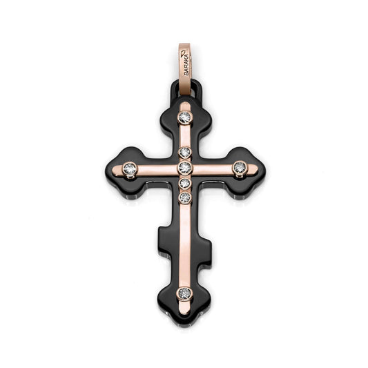Baraka Prive Cross CR271261RODB-29, a men's cross in rose gold and black ceramic set with diamonds