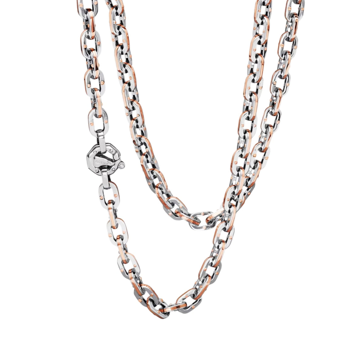 Baraka Ritmika Chain GC209811BRLU-02, a men's chain in rose and white gold set with diamonds