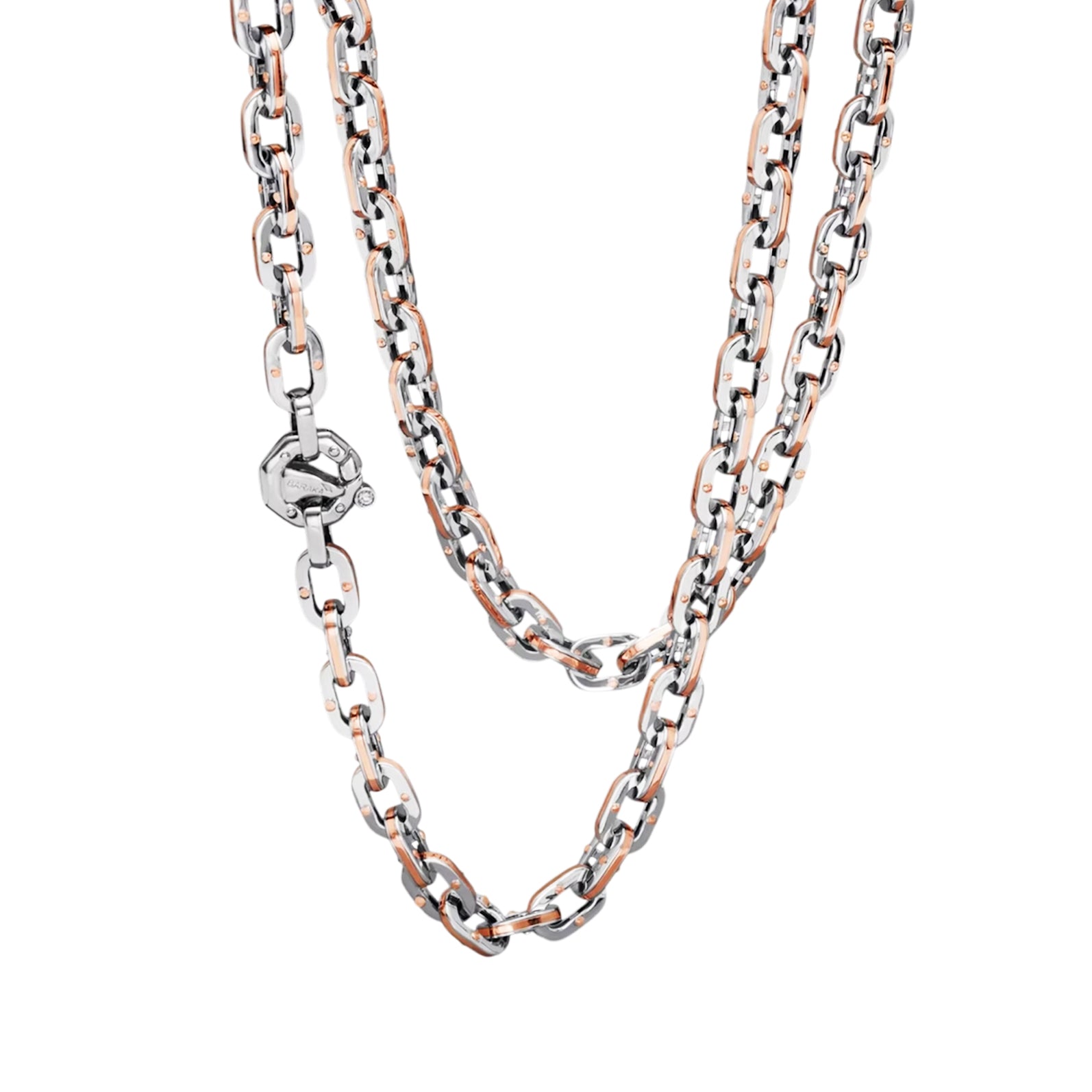 Baraka Ritmika Chain GC209811BRLU-02, a men's chain in rose and white gold set with diamonds