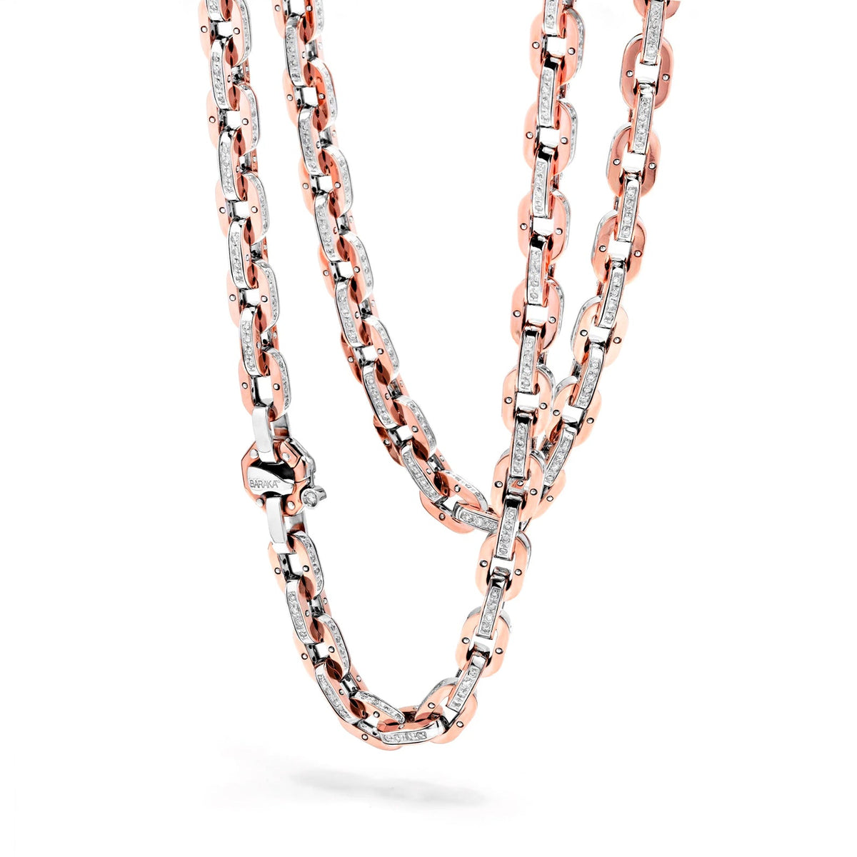 Baraka Ritmika Chain GC209811BRLU, a men's chain in rose and white gold set with diamonds