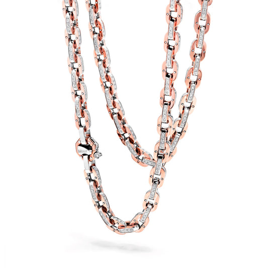 Baraka Ritmika Chain GC209811BRLU, a men's chain in rose and white gold set with diamonds
