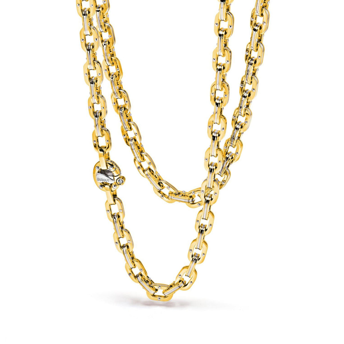 Baraka Ritmika Chain GC209811GBLU-02, a men's chain in white and yellow gold set with diamonds