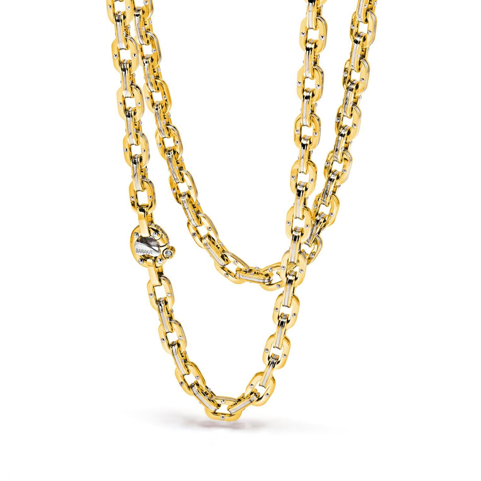 Baraka Ritmika Chain GC209811GBLU-02, a men's chain in white and yellow gold set with diamonds