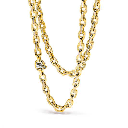 Baraka Ritmika Chain GC209811GBLU-02, a men's chain in white and yellow gold set with diamonds