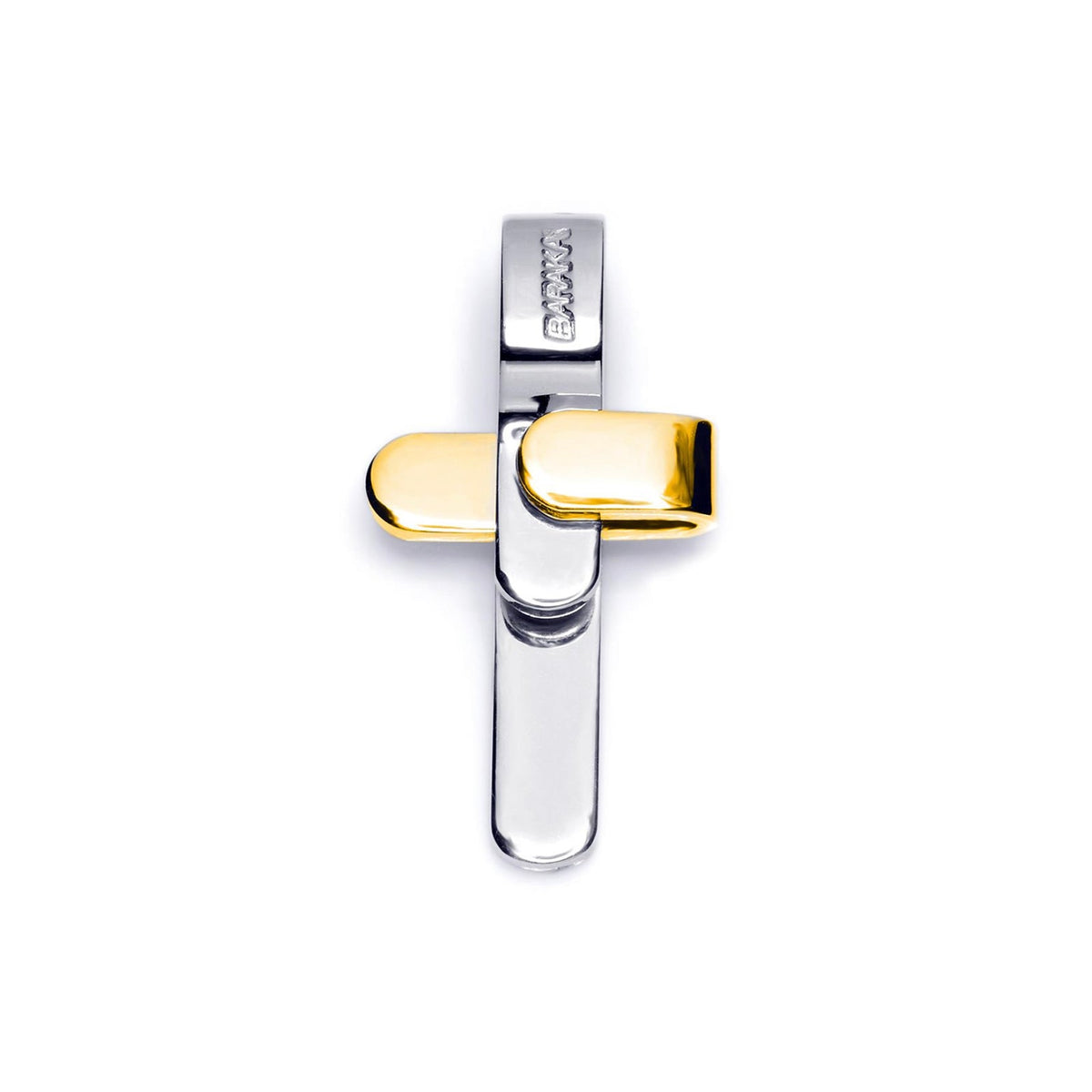 Baraka Ritmika Cross CR205251BGLU, a men's cross in white and yellow gold