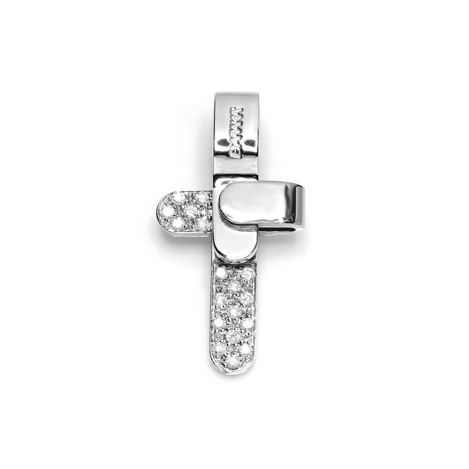 Baraka Ritmika Cross CR205251BILU-14, a men's cross in white gold set with diamonds