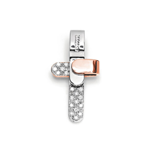Baraka Ritmika Cross CR205251BRLU-14, a men's cross in rose and white gold set with diamonds