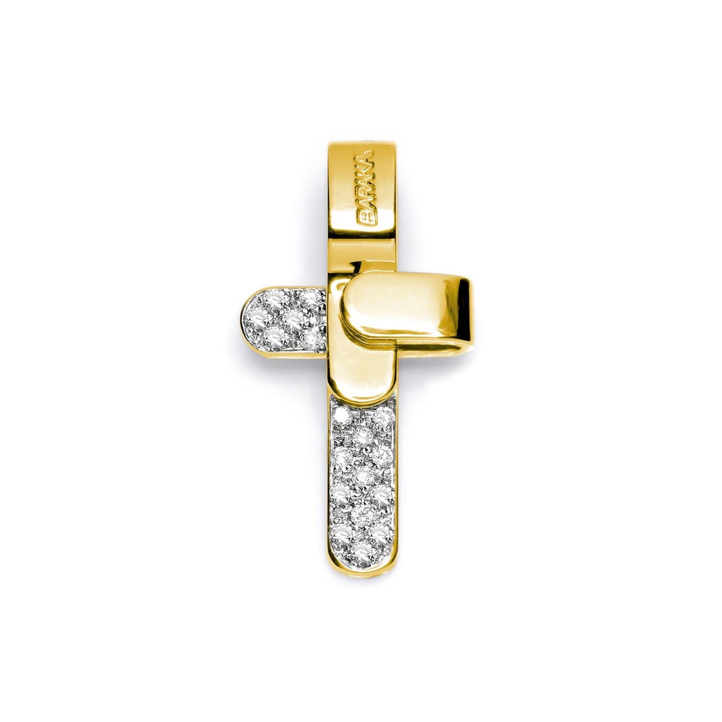 Baraka Ritmika Cross CR205251GILU-14, a men's cross in yellow gold set with diamonds