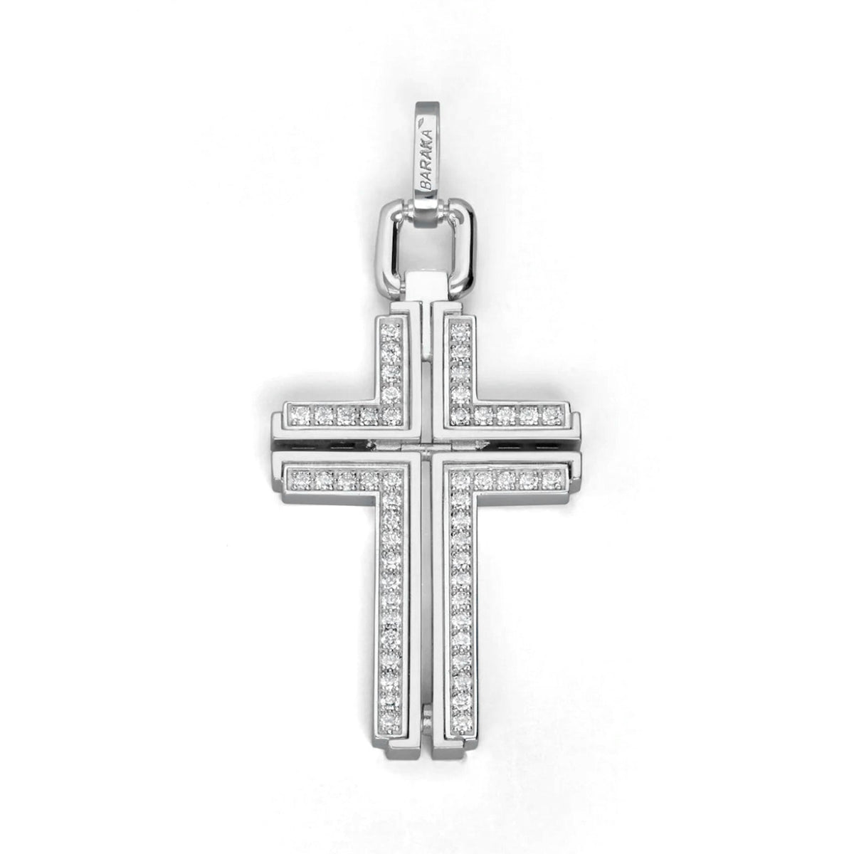 Baraka Ritmika Cross CR214441BILU-60, a men's cross in white gold set with diamonds