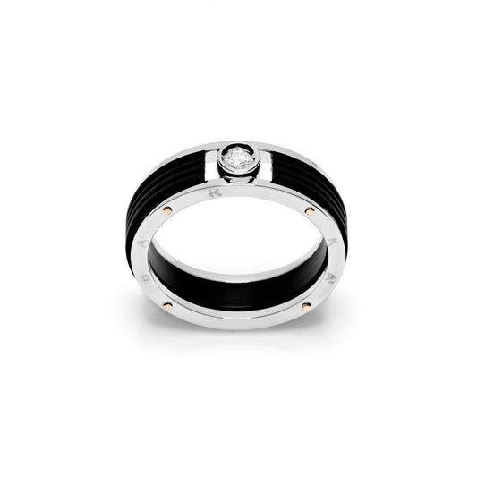 Baraka Ritmika Ring AN211461BRGR-08, a men's ring in rose and white gold and stainless steel set with diamonds