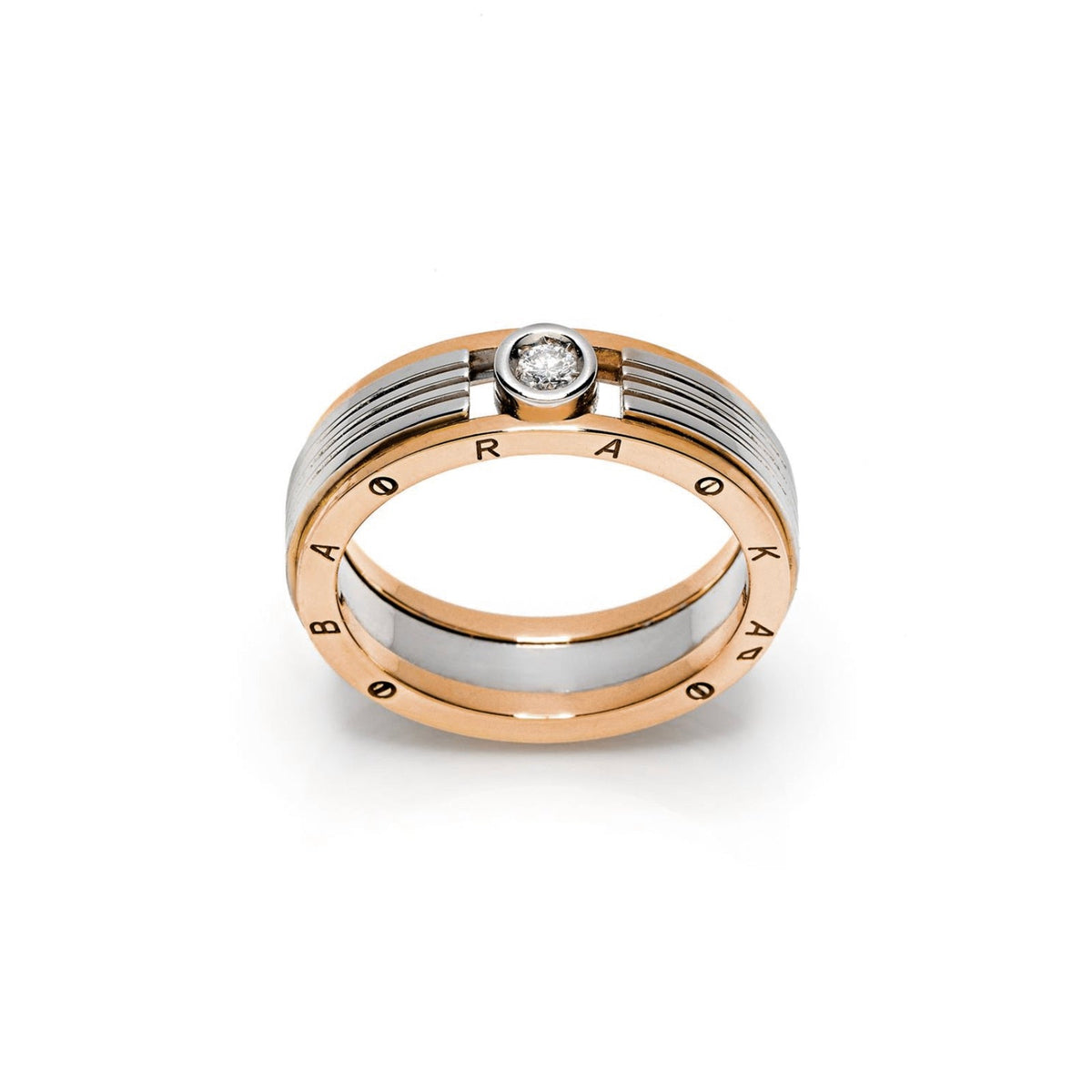 Baraka Ritmika Ring AN211461BRLU-08, a men's ring in rose and white gold set with diamonds