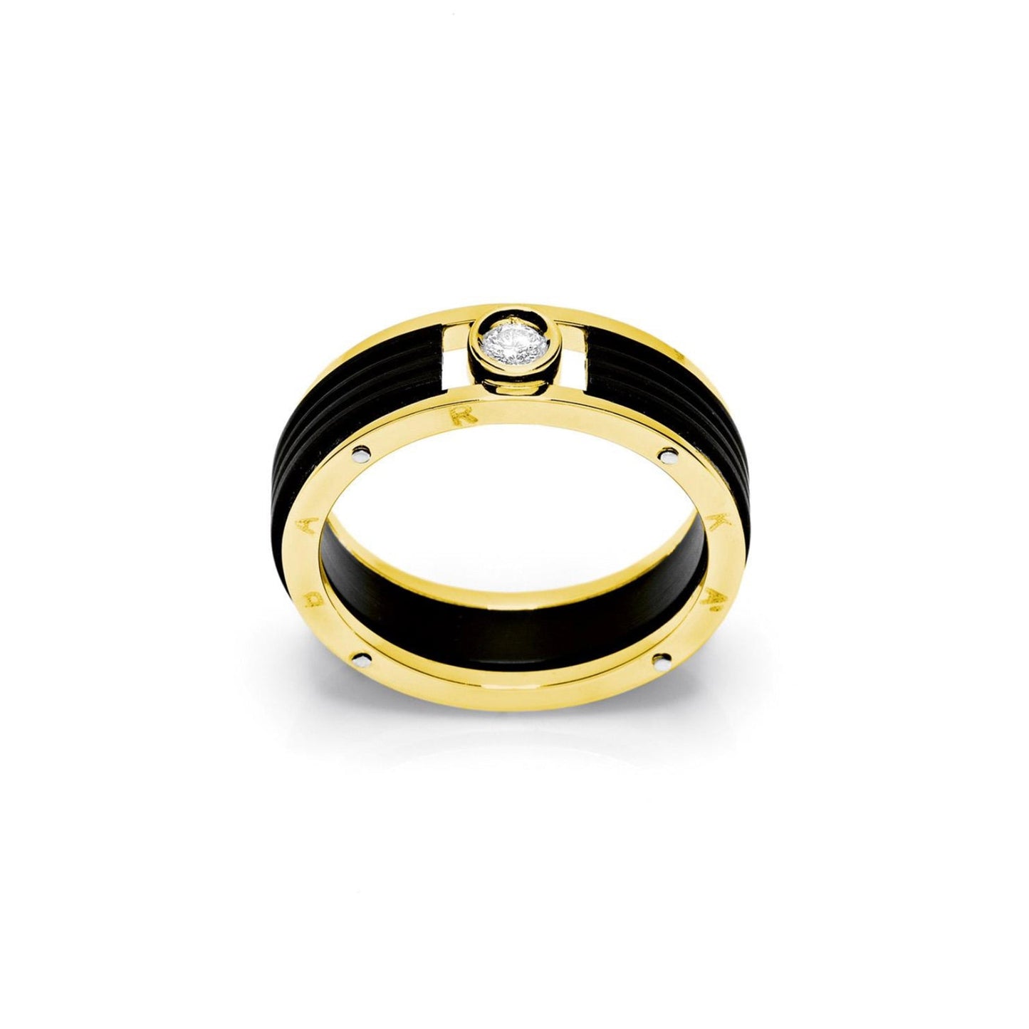 Baraka Ritmika Ring AN211461GBGR-08, a men's ring in white and yellow gold and stainless steel set with diamonds
