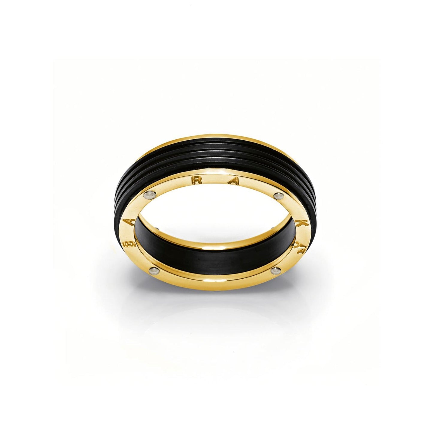 Baraka Ritmika Ring AN211461GBGR, a men's ring in white and yellow gold and stainless steel
