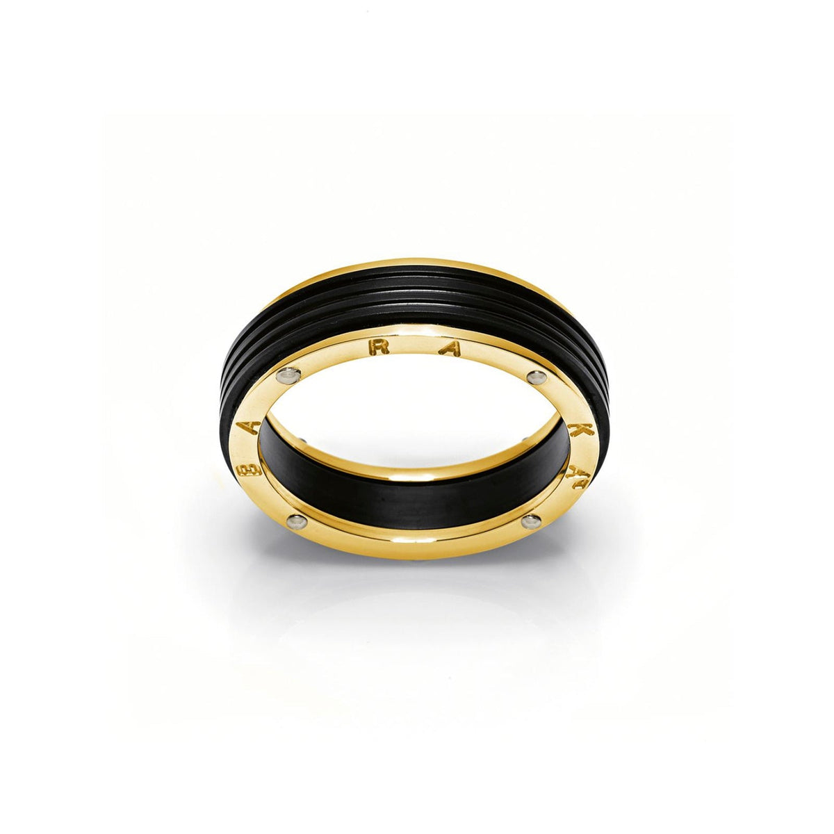 Baraka Ritmika Ring AN211461GBGR, a men's ring in white and yellow gold and stainless steel