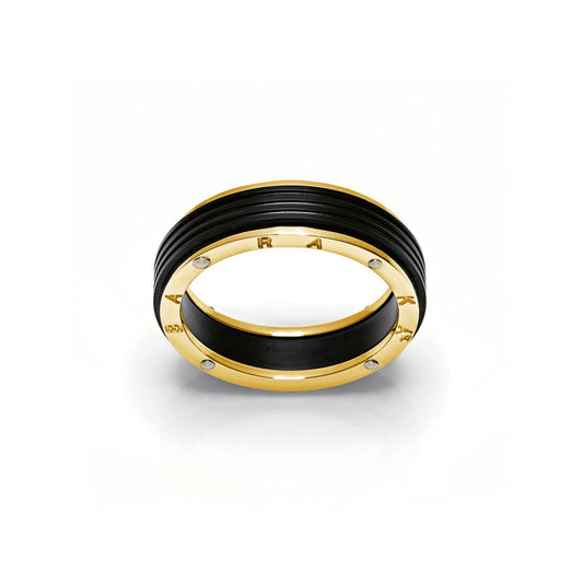 Baraka Ritmika Ring AN211461GBGR, a men's ring in white and yellow gold and stainless steel