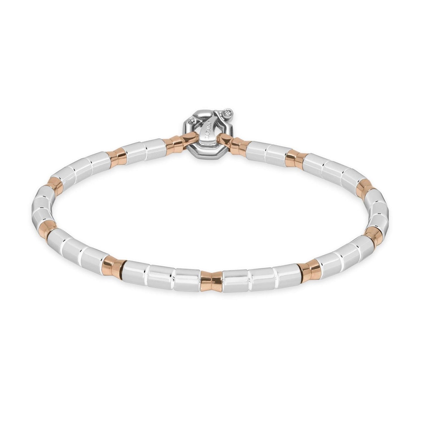 Baraka Snake Bracelet BR281021ROCB-02, a men's bracelet in rose gold and black ceramic set with diamonds