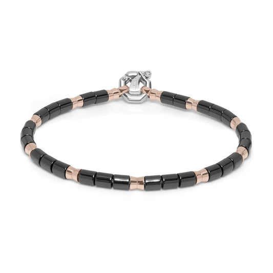 Baraka Snake Bracelet BR281021ROCN-02, a men's bracelet in rose gold and black ceramic set with diamonds