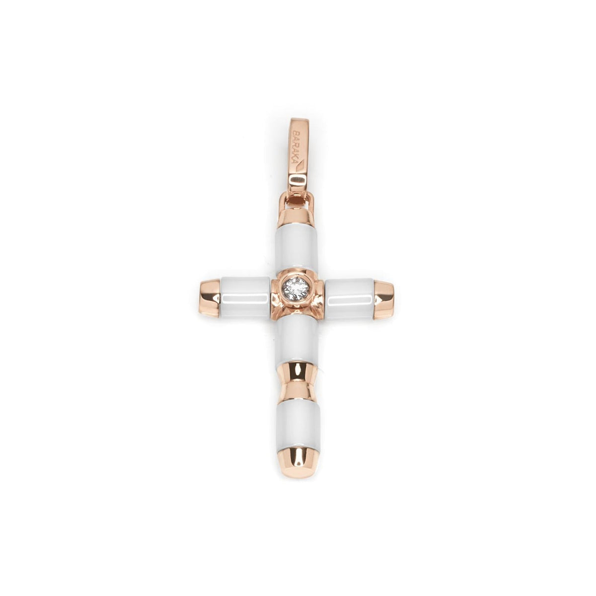Baraka Snake Cross CR281021ROCB-05, a men's cross in rose gold and black ceramic set with diamonds