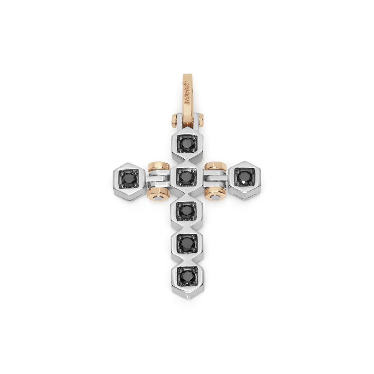 Baraka Tecnodiamonds Cross CR301001BRDN-35, a men's cross in rose and white gold set with diamonds