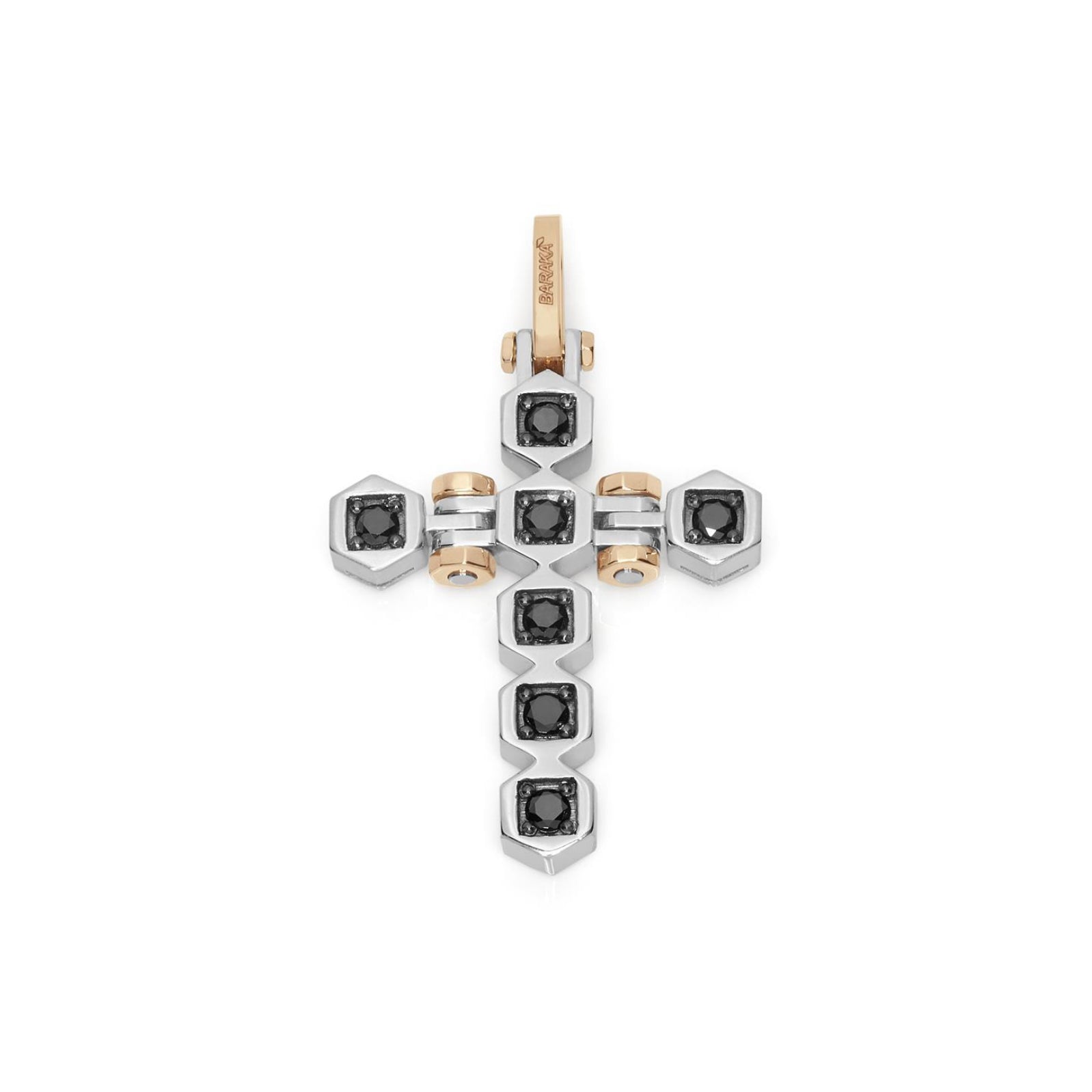 Baraka Tecnodiamonds Cross CR301001BRDN-35, a men's cross in rose and white gold set with diamonds