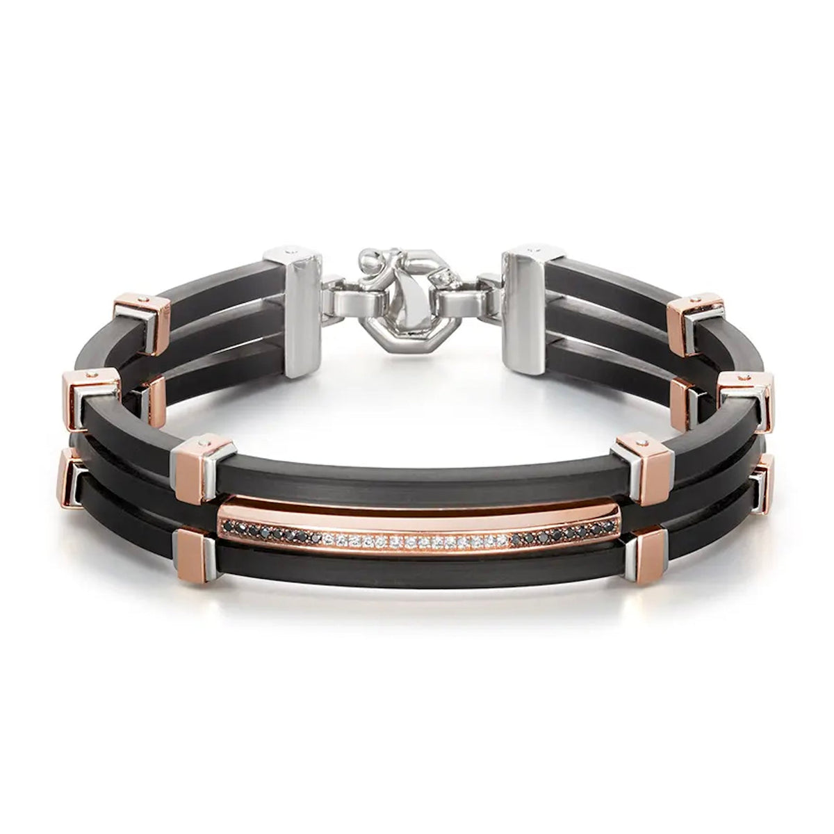 Baraka Vortex Bracelet BR214411ROBN-20, a men's bracelet in rose gold and silver set with diamonds