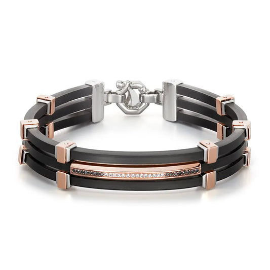 Baraka Vortex Bracelet BR214411ROBN-20, a men's bracelet in rose gold and silver set with diamonds