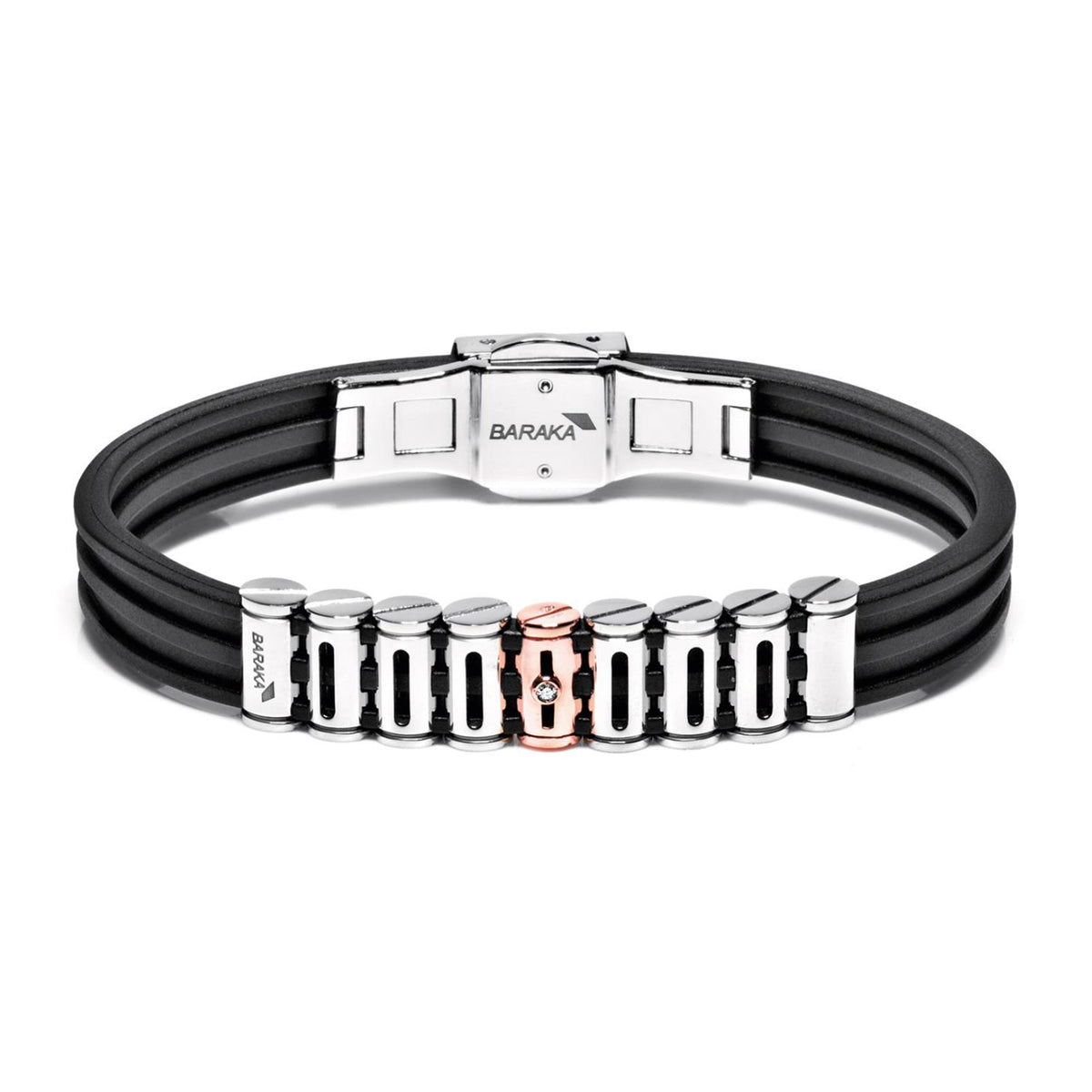 Baraka Vortex Bracelet BR251101RODB-02, a men's bracelet in rose gold and stainless steel set with diamonds