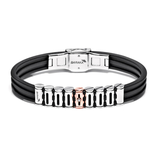 Baraka Vortex Bracelet BR251101RODB-02, a men's bracelet in rose gold and stainless steel set with diamonds