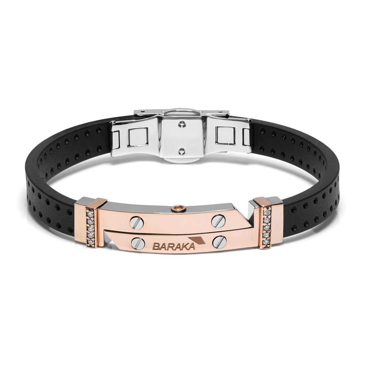 Baraka Vortex Bracelet BR263061RODB-15, a men's bracelet in rose gold and stainless steel set with diamonds