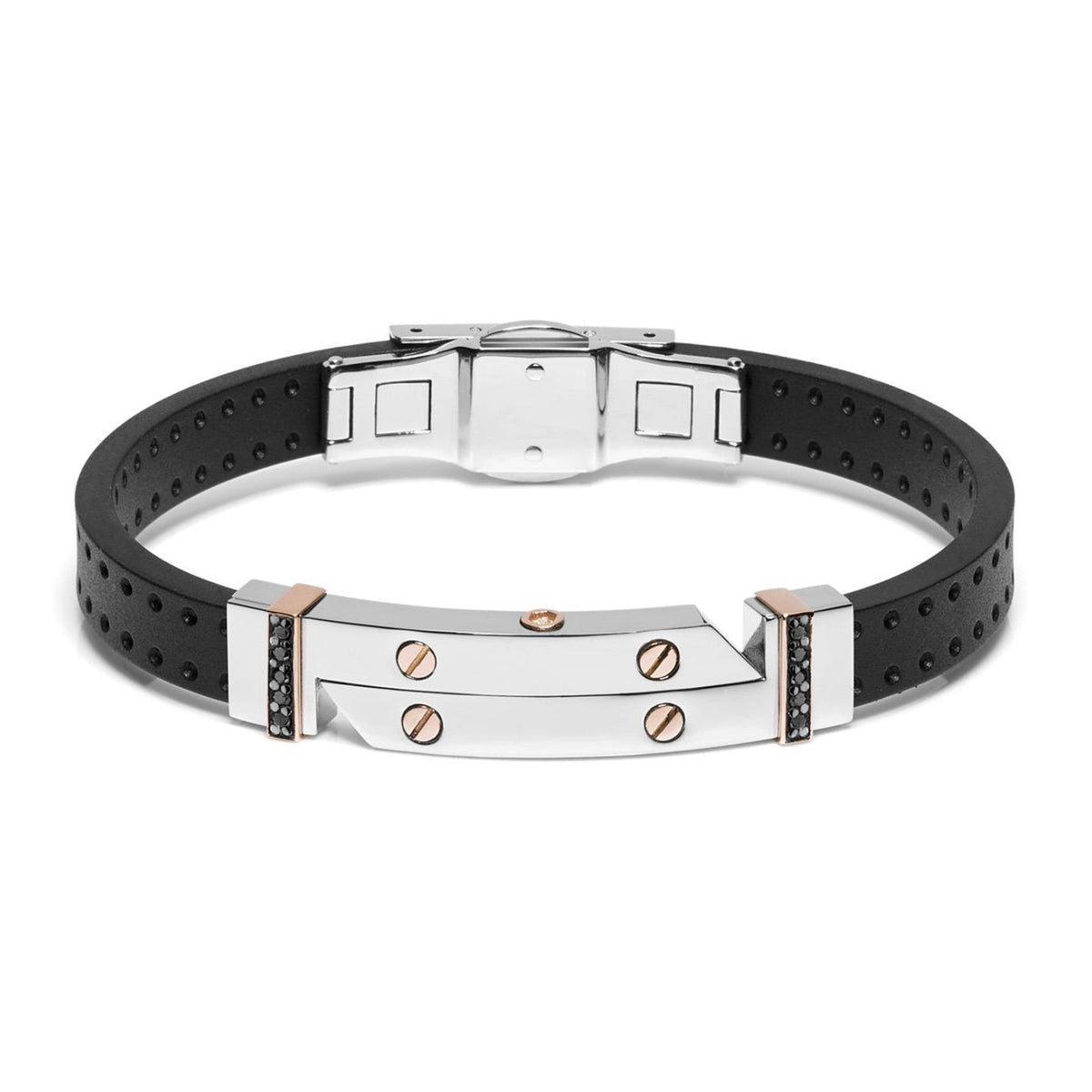 Baraka Vortex Bracelet BR263061RODN-15, a men's bracelet in rose gold and stainless steel set with diamonds