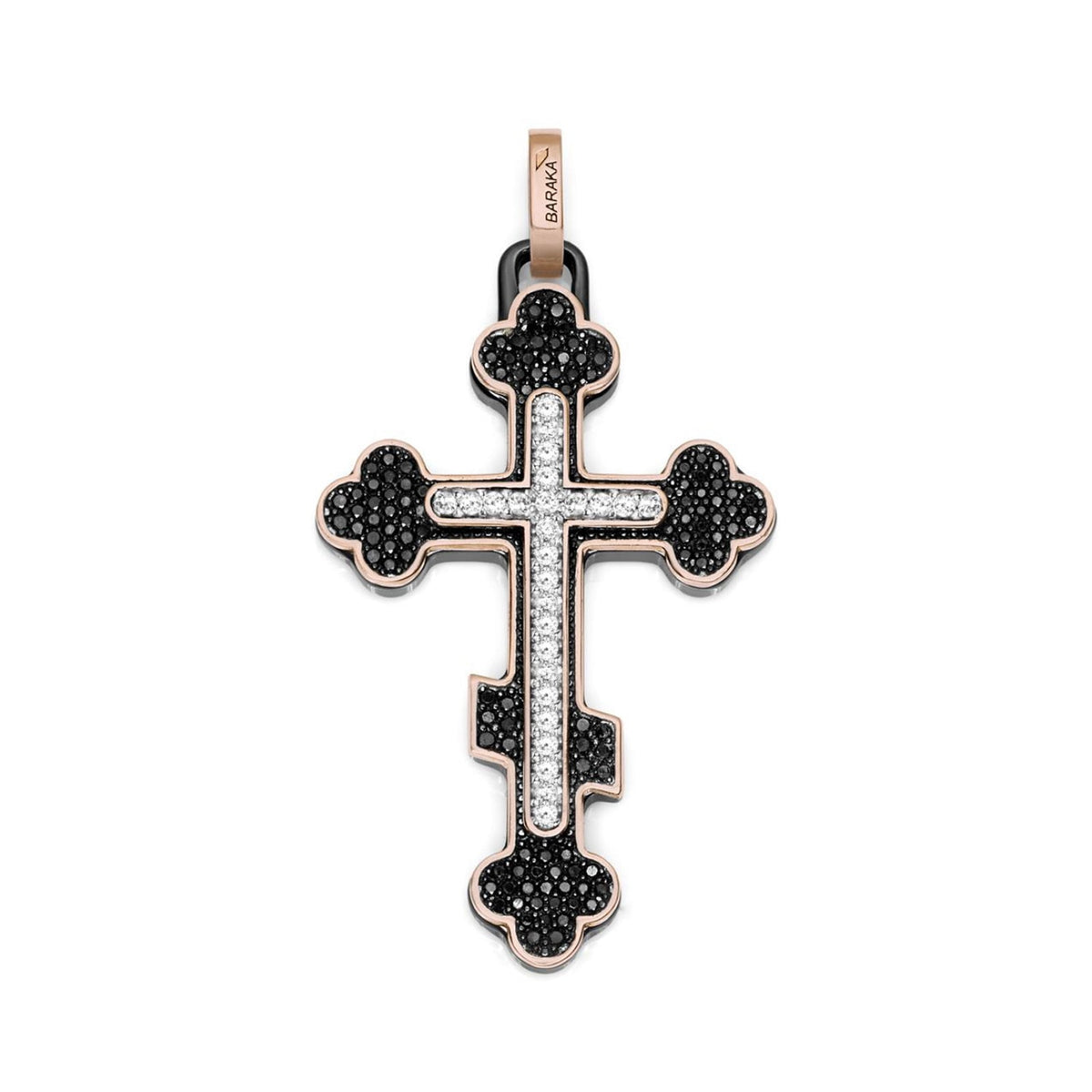 Baraka Prive Cross CR271271RODD-115, a men's cross in rose gold and black ceramic set with diamonds