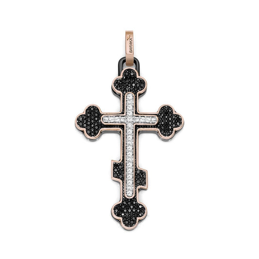 Baraka Prive Cross CR271271RODD-115, a men's cross in rose gold and black ceramic set with diamonds