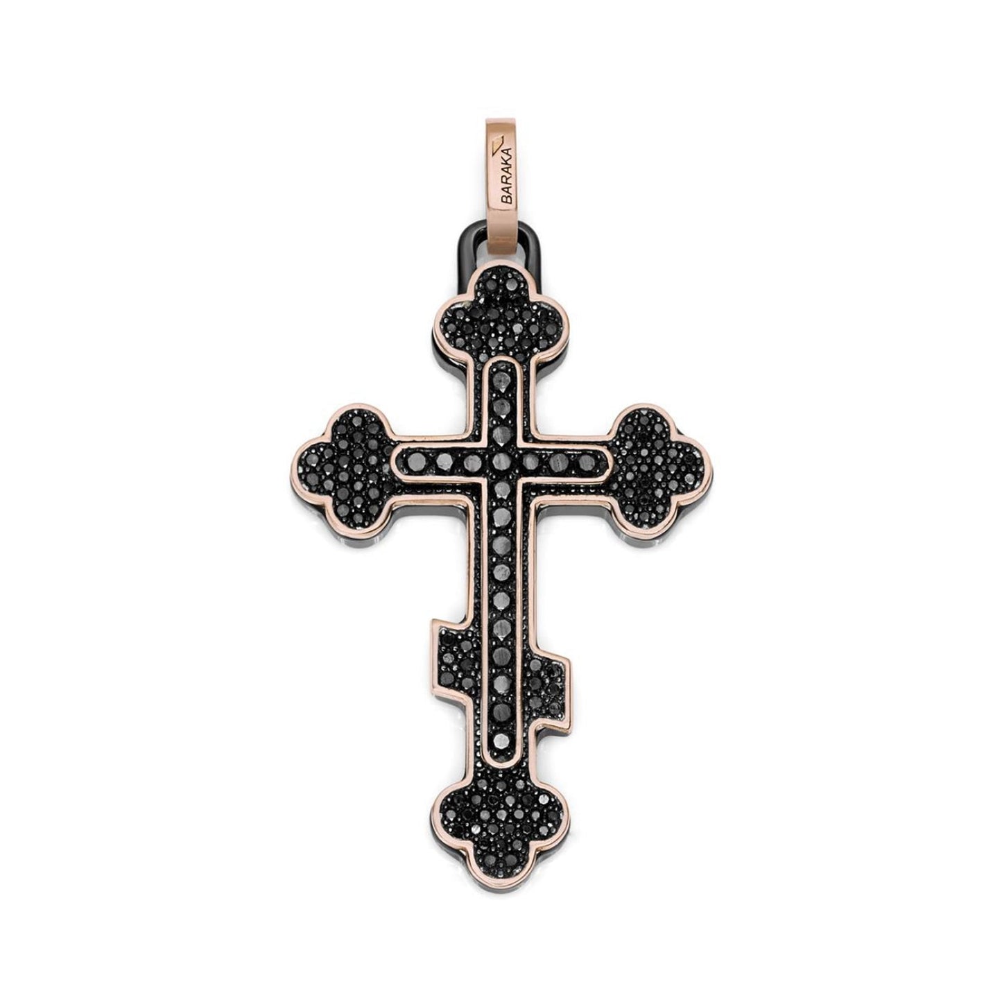 Baraka Prive Cross CR271271RODN-115, a men's cross in rose gold and black ceramic set with diamonds