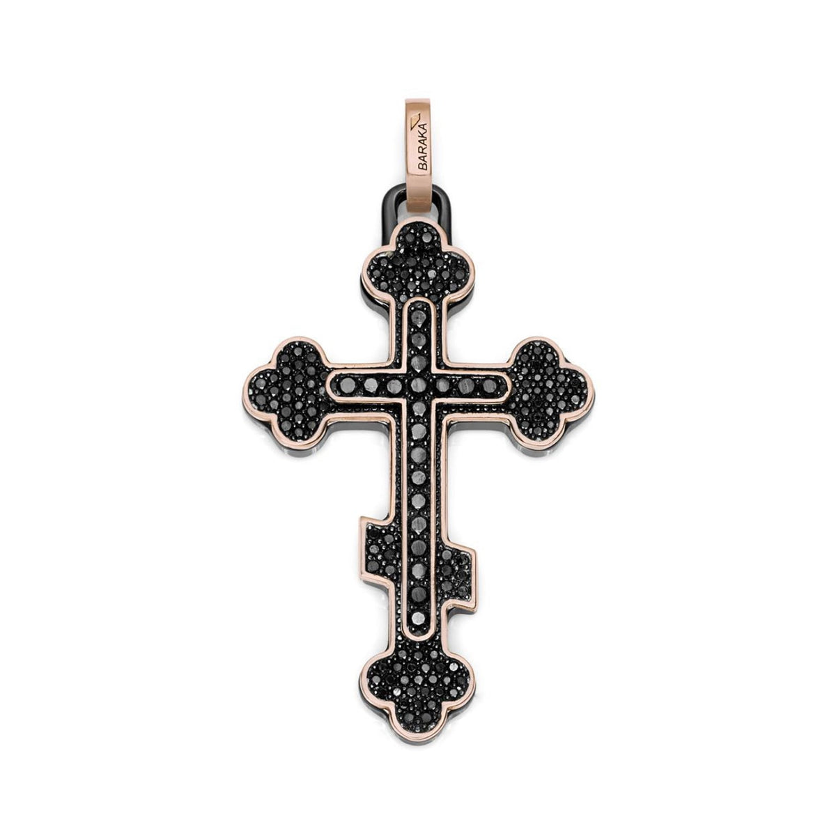 Baraka Prive Cross CR271271RODN-115, a men's cross in rose gold and black ceramic set with diamonds