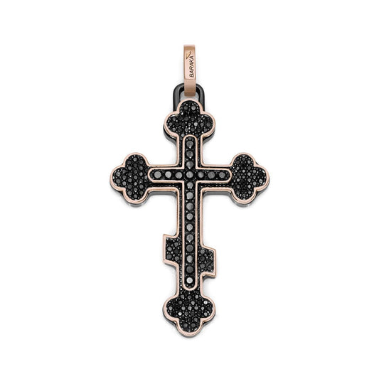 Baraka Prive Cross CR271271RODN-115, a men's cross in rose gold and black ceramic set with diamonds