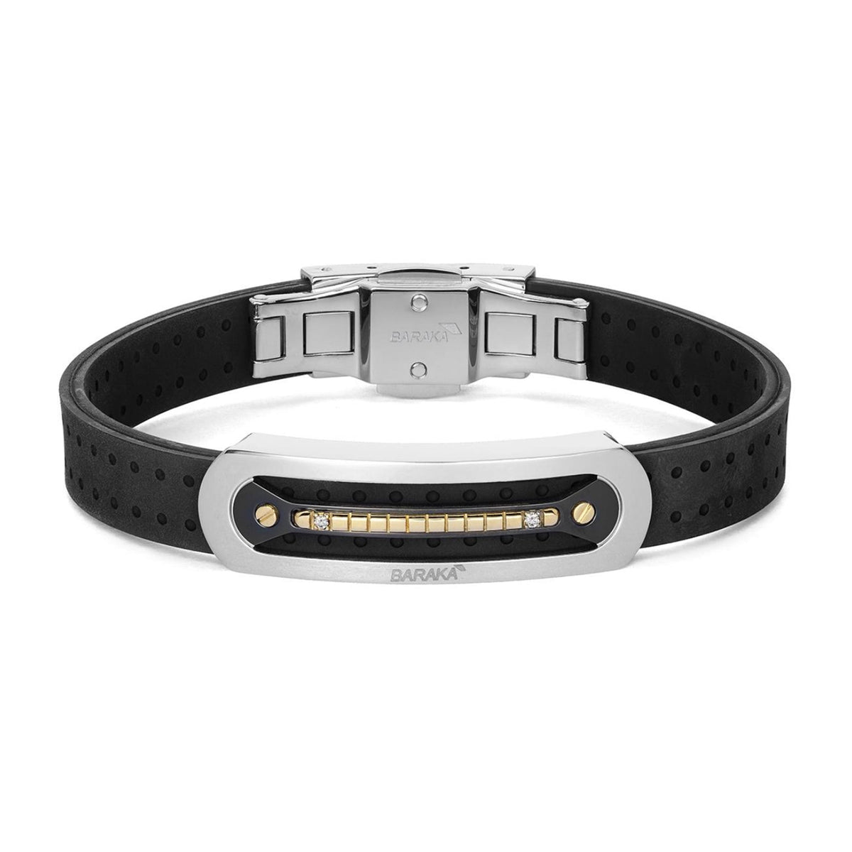 Baraka Vortex Bracelet BR372001GIDB-03, a men's bracelet in yellow gold and stainless steel set with diamonds