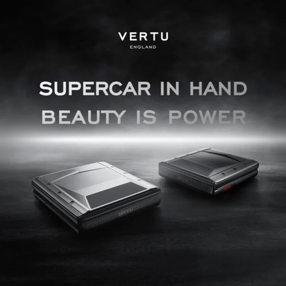 VERTU QUANTUM FLIP PHONE THE 2026 CHINESE ZODIAC EDITION CLASSIC ORANGE CALFSKIN, calf leather case, seen from above